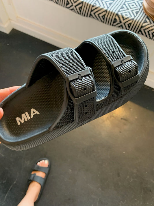 MIA - Double Strap Cloud Slides Black