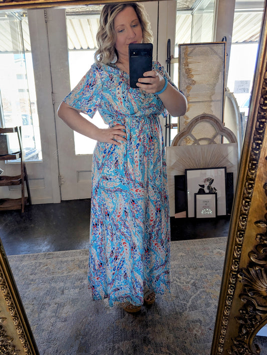 Blue Floral Maxi Dress